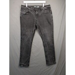 Cultura Mens Denim Jeans 38 Black Faded Slim Straight Leg Casual Pants